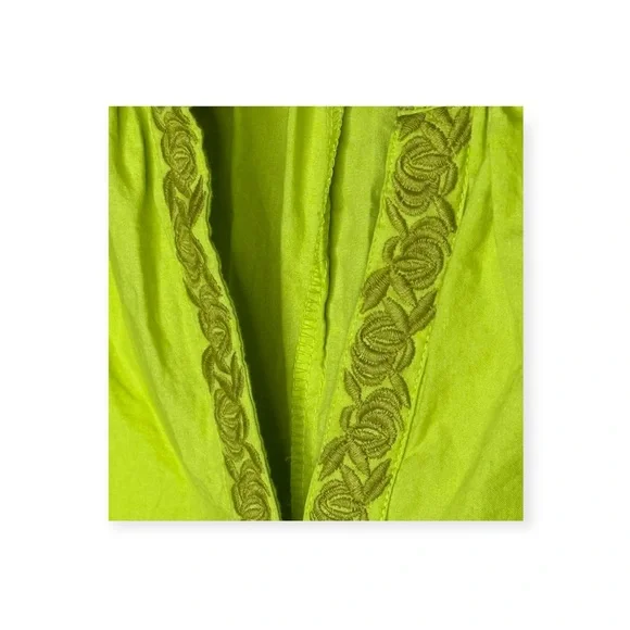 Julia Amory 𖤗 Coatue Mademoiselle Short Sleeve Embroidery Dress 𖤗 Chartreuse 𖤗 M - Picture 10 of 16